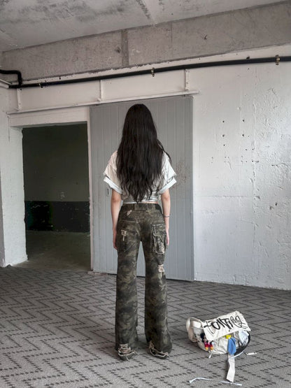 Camouflage Low Waisted Work Pants