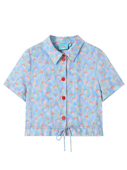 "Pixel Records" Printed Short Sleeve Shirt