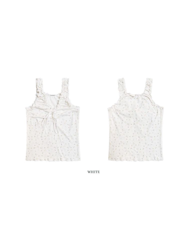 Ribbon Drawstring Lace Sleeveless Camisole