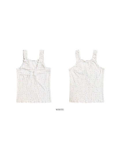 Ribbon Drawstring Lace Sleeveless Camisole