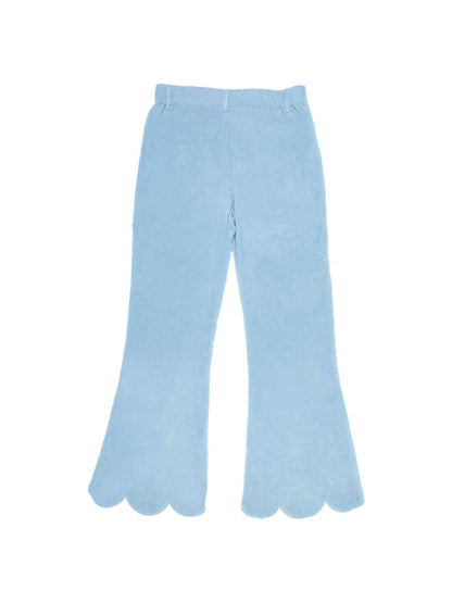 Dopamine Thin Corduroy Love Collage Blue Petal Flared Pants