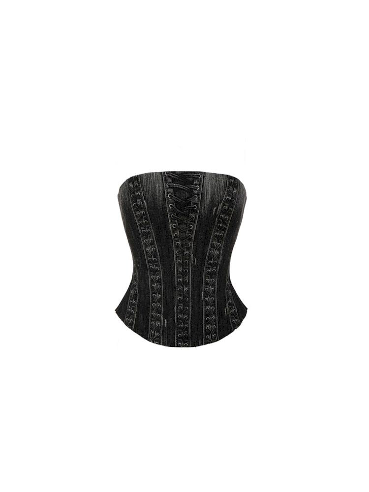 Cowboy Printed Fishbone Corset