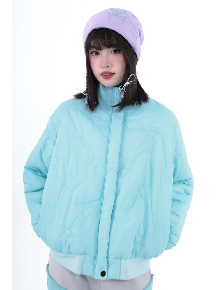 Niche mint blue green cotton jacket