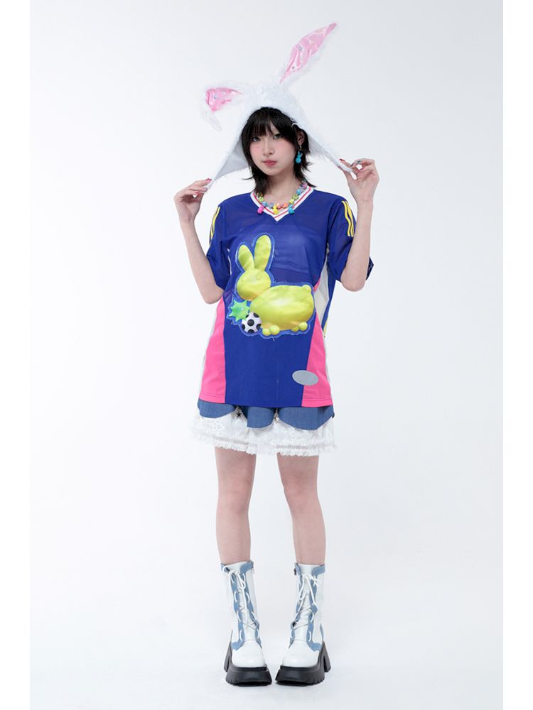 Rabbit Patchwork Short Sleeve Jersey