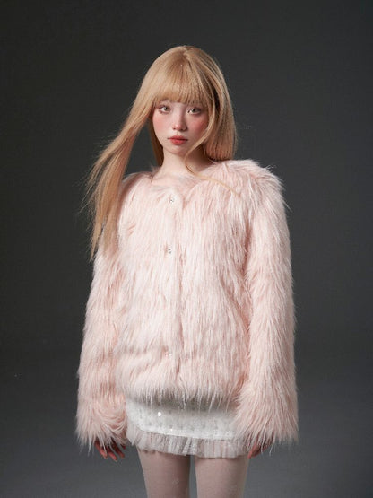 Removable Long Hair Winter Coat