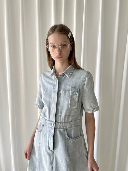 Denim Short Sleeve Work Dress