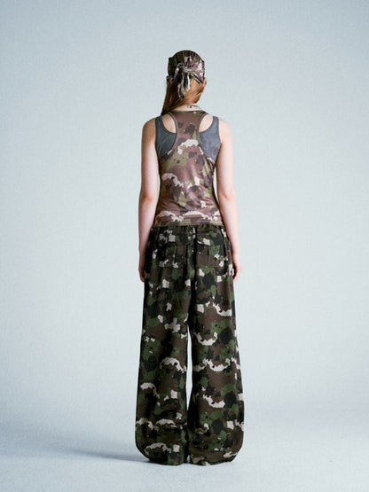 Camouflage I-beam Vest Two Piece Set