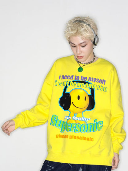 American Casual Street Smiley Loose Pullover