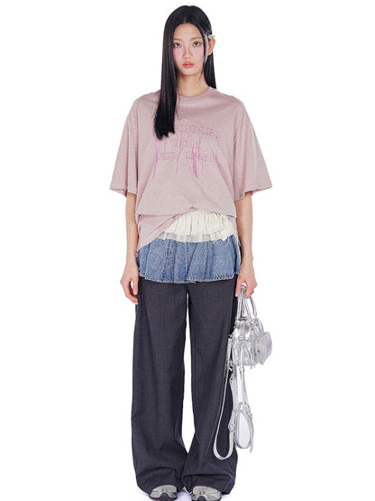 Ultra Short Fart Curtain Patchwork Denim Pants