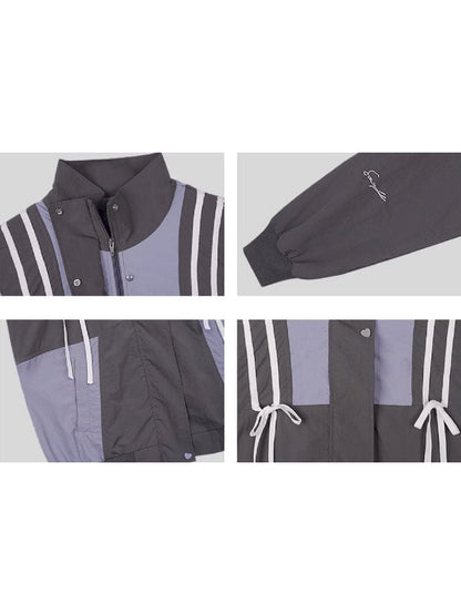 Gray Purple Loose Waterproof Jacket