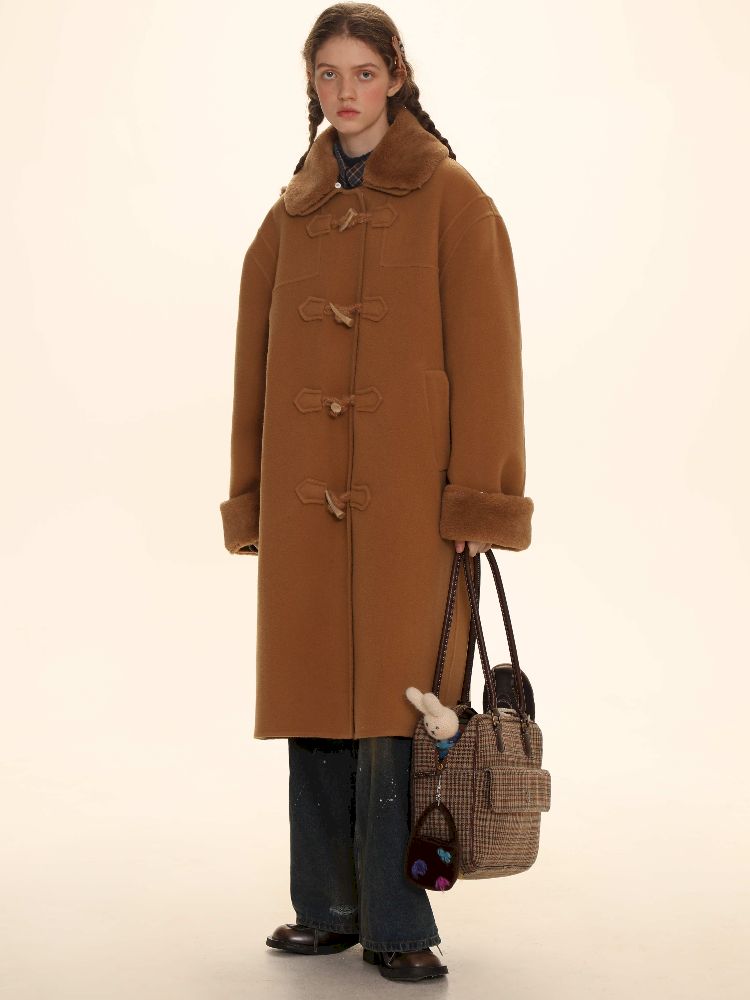 Removable Leader Lapel Wool Cowl Coat