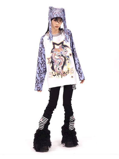 Bunny Skull Printed Knit Cap