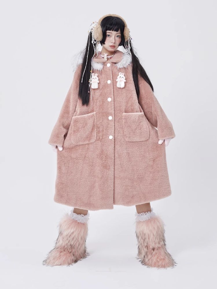 Retro Cute Rabbit Tweed Coat