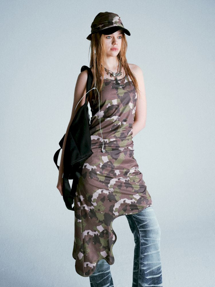 Camouflage Bear Hanging Neck Dress