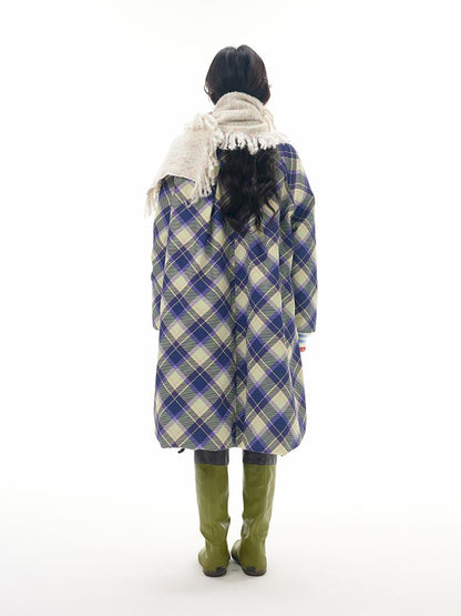 Plaid plush bear clip cotton jacket