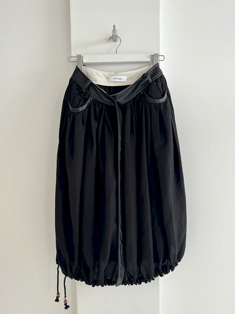 Waist Head Pleated Linen Half Skirt