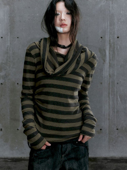 Stripe Knit Long Sleeve T-Shirt