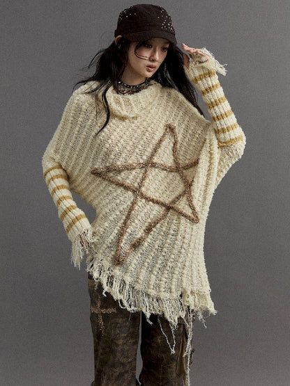 Pentagram Stripe Loose Knit Sweater