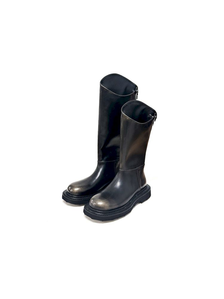 Polished Cowhide Riding Boots