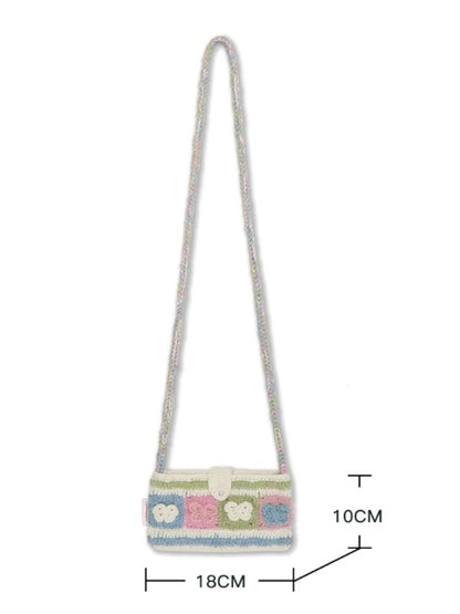 Butterfly Stripe Pearl Buckle Mobile Phone Crossbody Bag