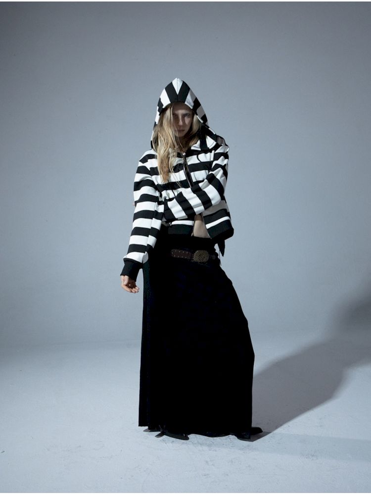 Punk Clashing Stripes Hooded Sweatshirt