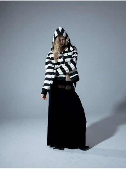 Punk Clashing Stripes Hooded Sweatshirt