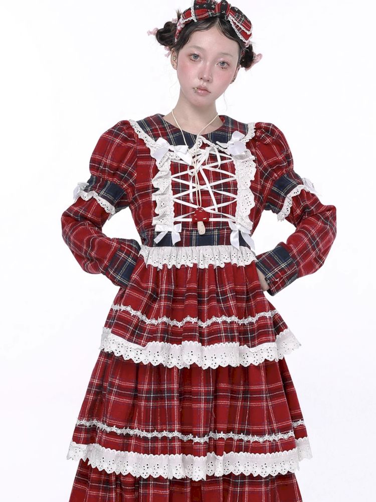 Christmas Red Plaid Cake Dress