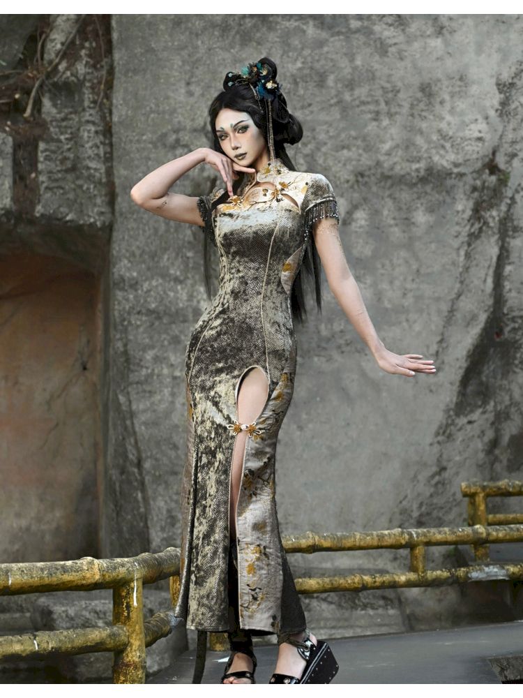 Slim Fishtail Long Slit Cheongsam Dresses