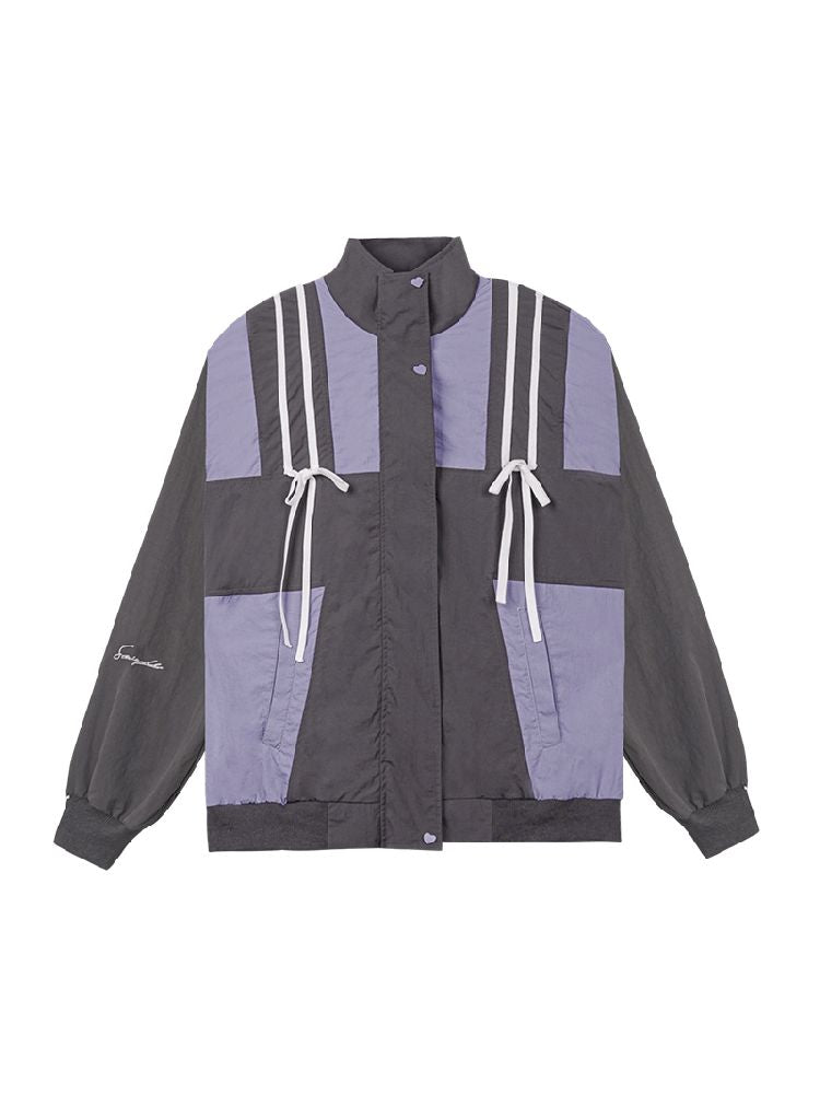 Gray Purple Loose Waterproof Jacket