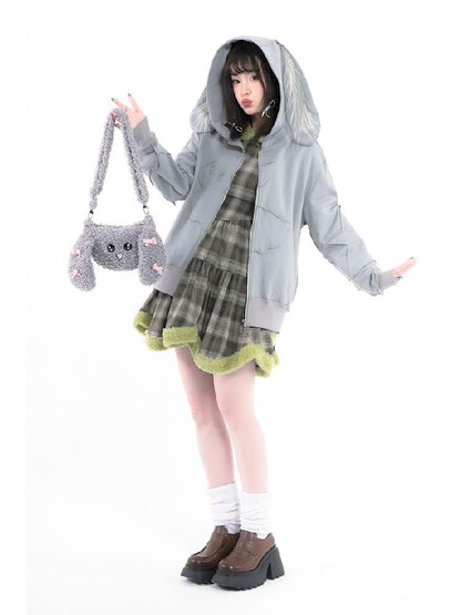 Rabbit Ears Hooded Sweatshirt Cardigan Jacket