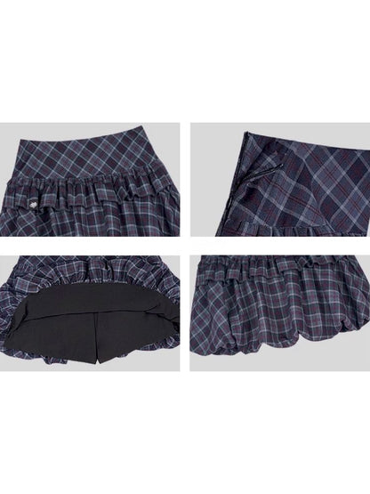 Sweet and lovely plaid bud skirt