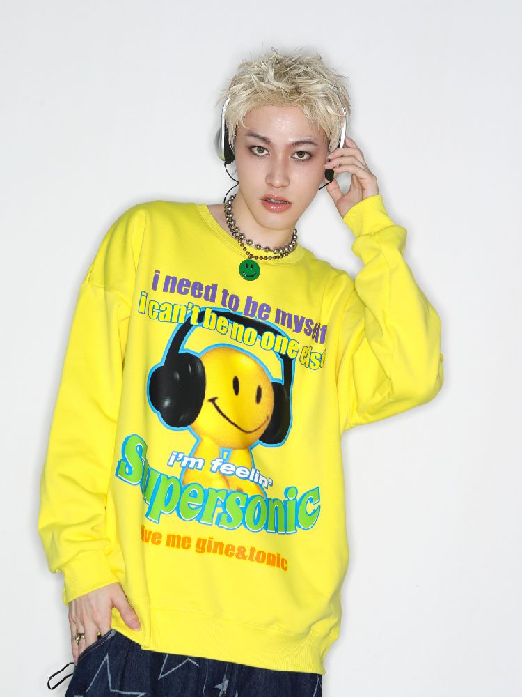 American Casual Street Smiley Loose Pullover