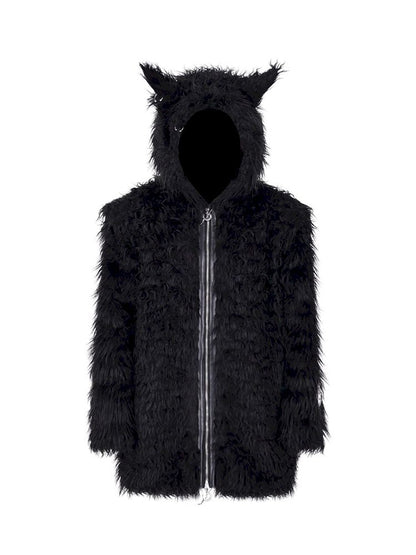 Cat Ear Demon Hooded Punk Fur Coat