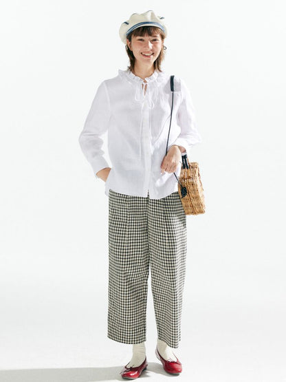 Plaid High Waist Tapered Pants