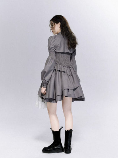 Asymmetrical Plate Button Dress