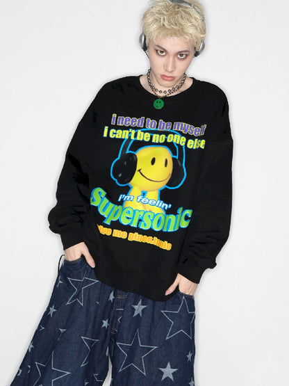 American Casual Street Smiley Loose Pullover