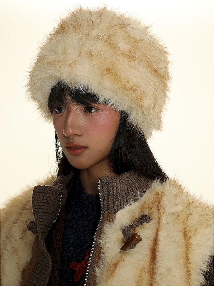 Fur thickened warm cold hat