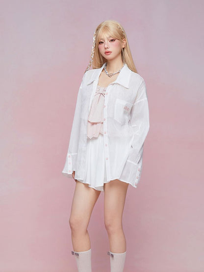 Flare long-sleeved loose shirt