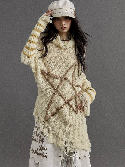 Pentagram Stripe Loose Knit Sweater