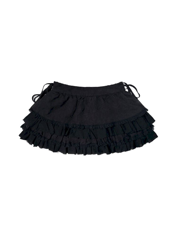 Double lace mesh bow tie cake skirt