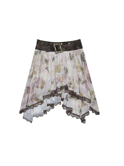 Lust Printed Patchwork Irregular Half Skirt