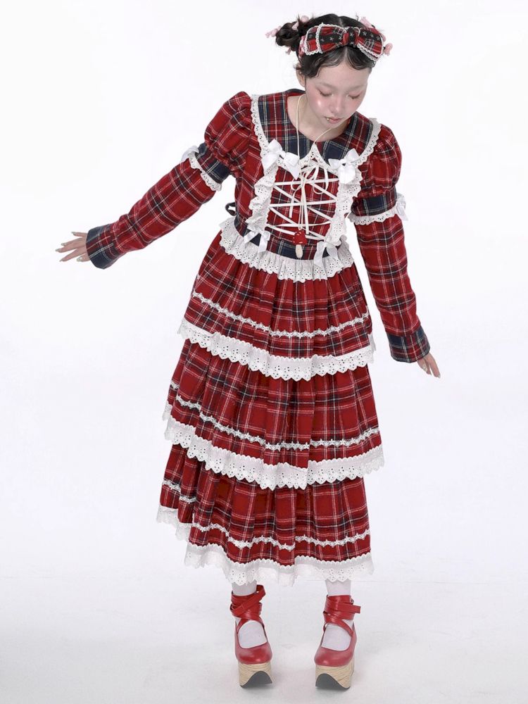 Christmas Red Plaid Cake Dress