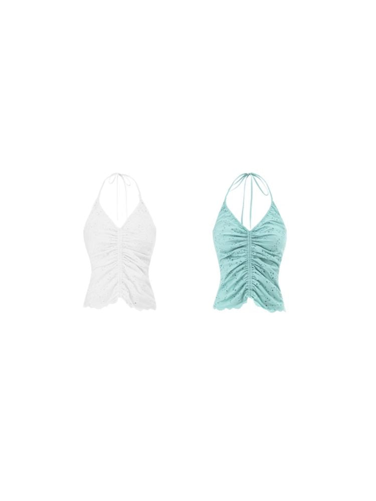 Cotton Jacquard Drawstring Tank Top