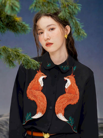 Red Fox embroidered shirt