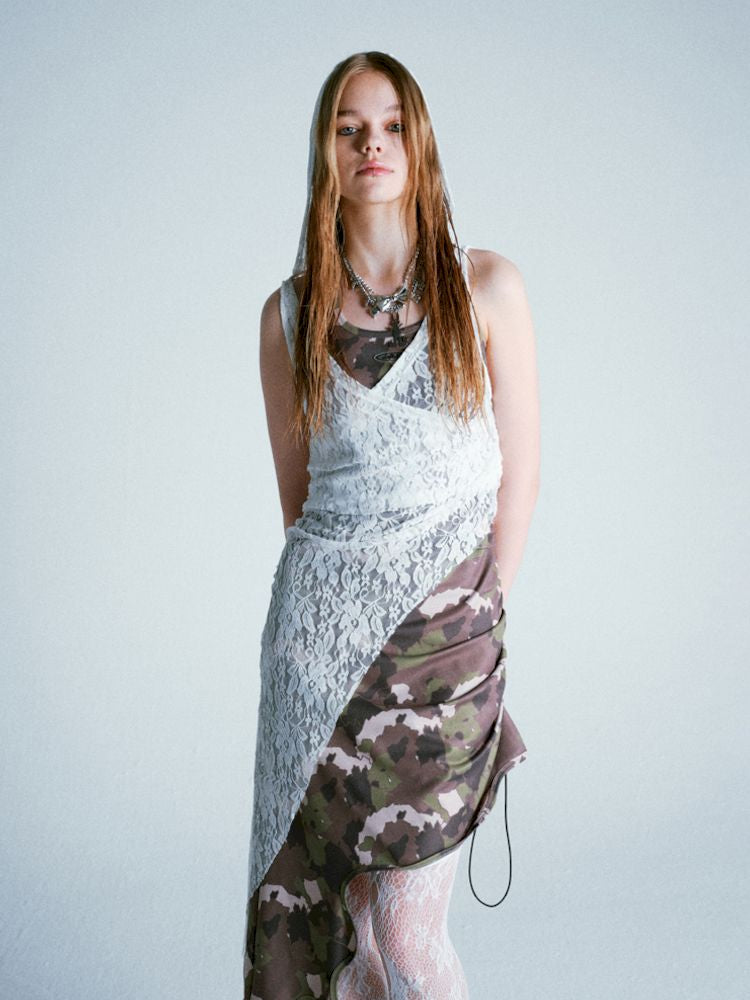 Camouflage Bear Hanging Neck Dress