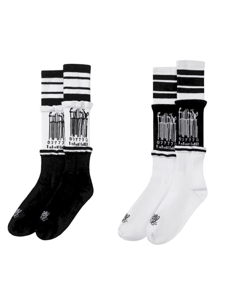 Barcode knitted anti-pilling patchwork design sports socks