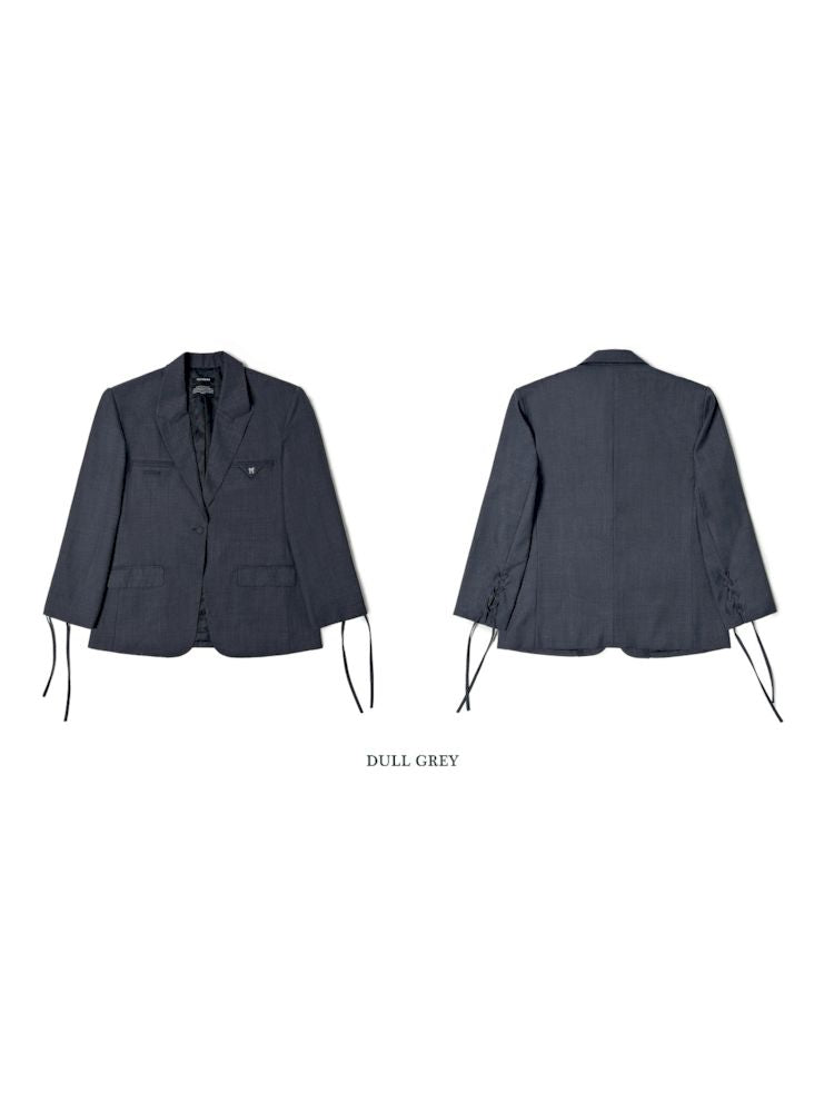 Multiple pockets design cuffs tie bow blazer