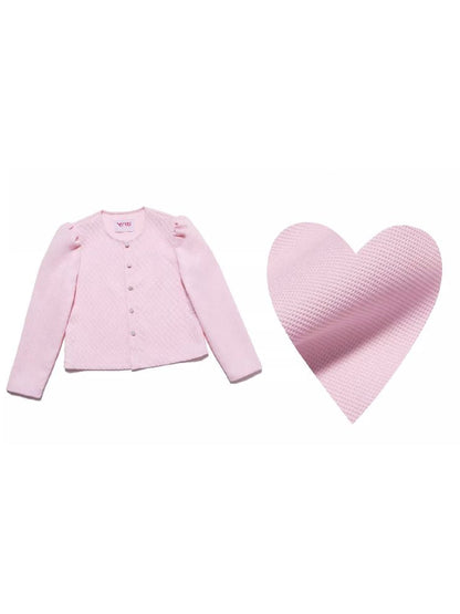 Baby Pink Waffle Loose Long Sleeve Jacket