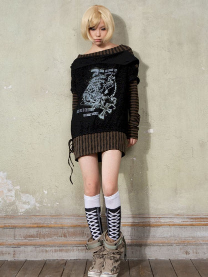 One Shoulder Punk Loose Sweatshirt