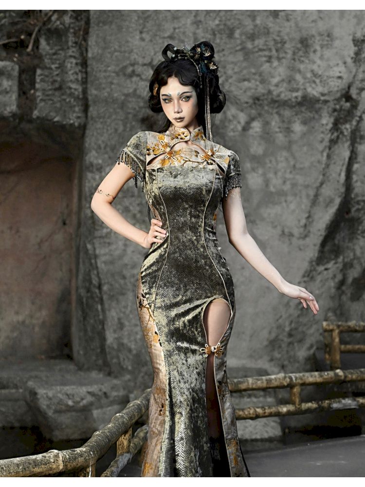 Slim Fishtail Long Slit Cheongsam Dresses